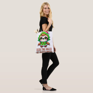Grappige kerst luiaard kerstboom Cartoon Tote Bag