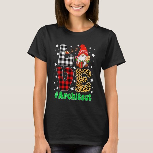 Grappige Kerst Luipaard Geruit LIEFDE Architect Ka T-shirt (Voorkant)