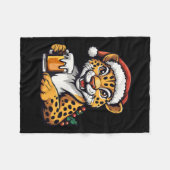 Grappige kerst luipaard met bier strip fleece deken (Voorkant (Horizontaal))