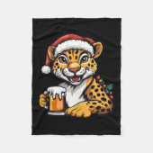 Grappige kerst luipaard met bier strip fleece deken (Voorkant)