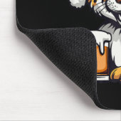 Grappige kerst luipaard met bier strip muismat (Hoek)