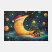 Grappige kerst maan galaxy viering deurmat (Voorkant)