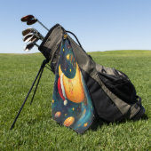 Grappige kerst maan galaxy viering golfhanddoek (Groen)