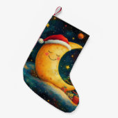 Grappige kerst maan galaxy viering kleine kerstsok (Voorkant (Hangend))