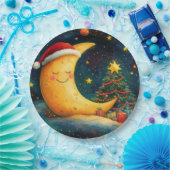 Grappige kerst maan galaxy viering papieren bordje (Feest)