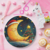 Grappige kerst maan galaxy viering papieren bordje (Feest)