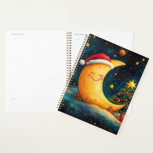 Grappige kerst maan galaxy viering planner (Display)