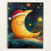 Grappige kerst maan galaxy viering planner (Voorkant)