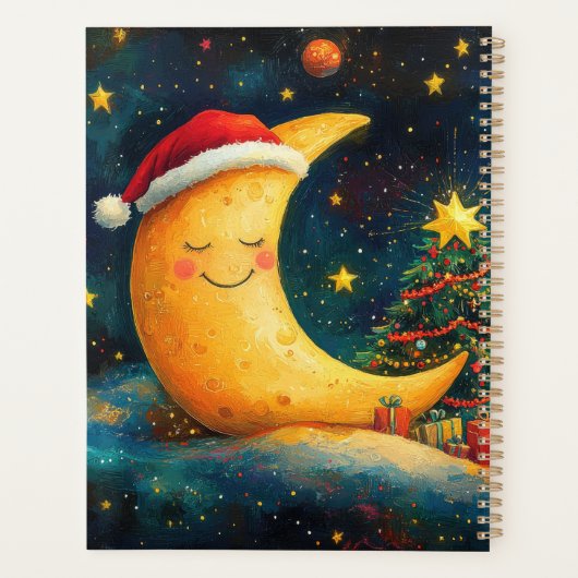 Grappige kerst maan galaxy viering planner (Achterkant)