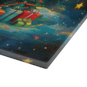 Grappige kerst maan galaxy viering snijplank (Hoek)