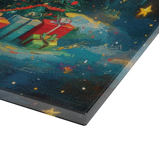 Grappige kerst maan galaxy viering snijplank (Hoek)