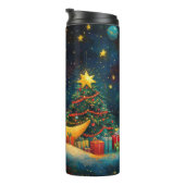 Grappige kerst maan galaxy viering thermosbeker (Geroteerd rechts)