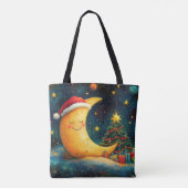 Grappige kerst maan galaxy viering tote bag (Achterkant)