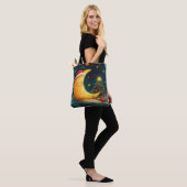 Grappige kerst maan galaxy viering tote bag (Op model)