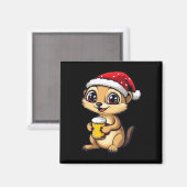 Grappige Kerst Meerkat met Beer Comic Magneet (Voorkant / Achterkant)