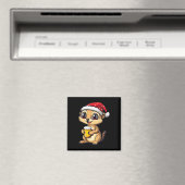 Grappige Kerst Meerkat met Beer Comic Magneet (Insitu (Vaatwasser))