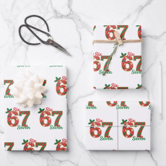 Grappige kerst-meme 6 7 Sarcastisch zes zeven Kers Inpakpapier Vel (Voorkant)