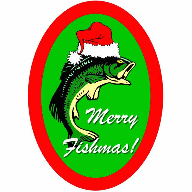 grappige kerst met Merry Fishmas Fotobeeldje Ornament (Voorkant)
