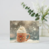 Grappige kerst Mok als Snowmann Briefkaart (Staand voorkant)