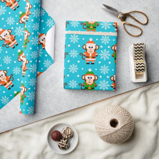 Grappige Kerst Monkey Cadeaupapier (Crafts)