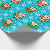 Grappige Kerst Monkey Cadeaupapier (Hoek)