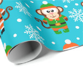 Grappige Kerst Monkey Cadeaupapier (Rol Hoek)
