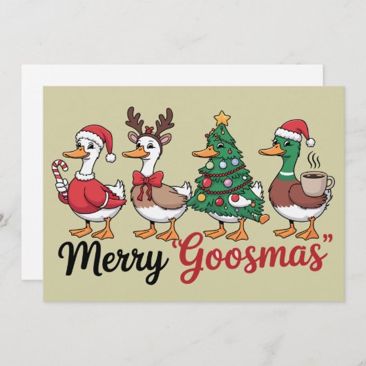 Grappige Kerst Mooie Kerstmis Gans Kerstman Feestdagenkaart (Voorkant / Achterkant)