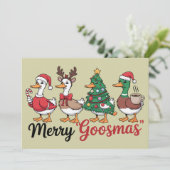 Grappige Kerst Mooie Kerstmis Gans Kerstman Feestdagenkaart (Staand voorkant)