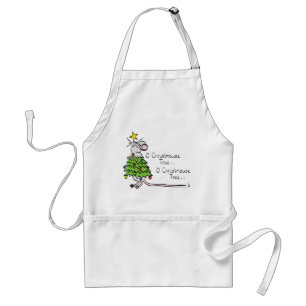 Grappige Kerst Mop Kerstboom Cartoon Standaard Schort