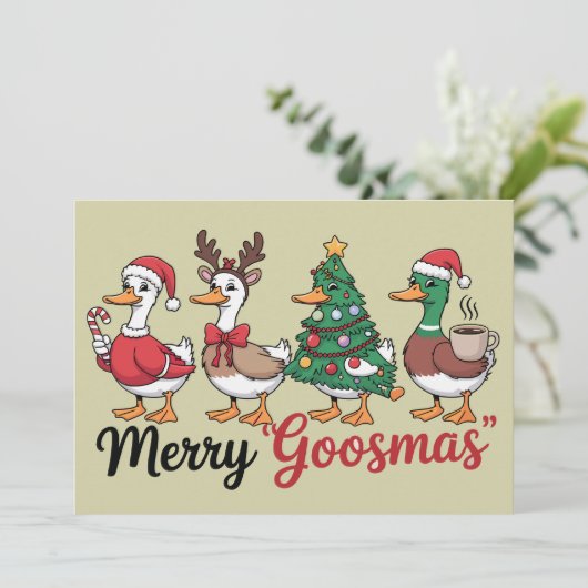 Grappige Kerst Moppige Kerstgans Kerstman Feestdagenkaart (Staand voorkant)