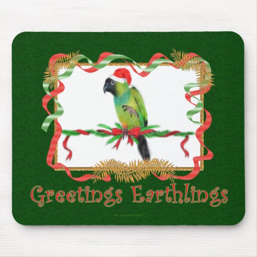Grappige kerst Mousepad Nanday Conure Parrot Muismat (Voorkant)