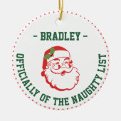 Grappige kerst naam, stoute lijst keramisch ornament (Voorkant)