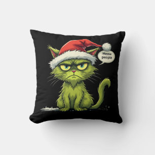 Grappige kerst "New People" Meowy Cat Lovers Kussen
