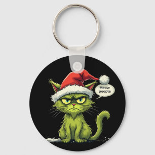 Grappige kerst "New People" Meowy Cat Lovers Sleutelhanger