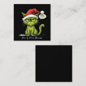 Grappige kerst "New People" Meowy Cat Lovers Vierkante Visitekaartje (Voorkant / Achterkant)