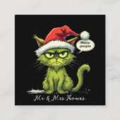 Grappige kerst "New People" Meowy Cat Lovers Vierkante Visitekaartje (Voorkant)
