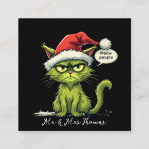 Grappige kerst "New People" Meowy Cat Lovers Vierkante Visitekaartje