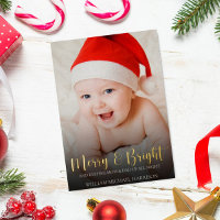 Grappige kerst nieuwe baby foto geboorte aankondig