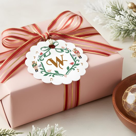 Grappige Kerst Notenkraker Monogram Crest Bow Bedankjes Labels