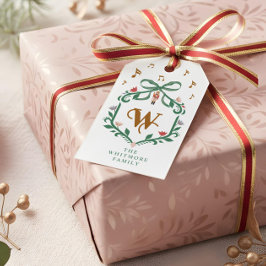 Grappige Kerst Notenkraker Monogram Crest Bow Cadeaulabel