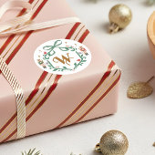 Grappige Kerst Notenkraker Monogram Crest Bow Ronde Sticker