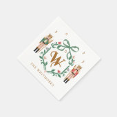 Grappige Kerst Notenkraker Monogram Crest Bow Servet (Hoek)