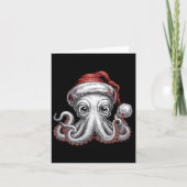 Grappige kerst octopus met kerstmuts voor octopus kaart (Voorkant)