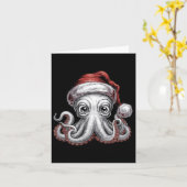Grappige kerst octopus met kerstmuts voor octopus kaart (Gele Bloem)