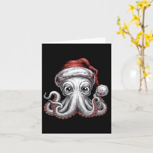 Grappige kerst octopus met kerstmuts voor octopus kaart (Gele Bloem)