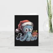 Grappige kerst octopus met kerstmuts voor octopus kaart (Voorkant)