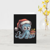 Grappige kerst octopus met kerstmuts voor octopus kaart (Gele Bloem)