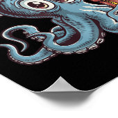 Grappige kerst octopus met kerstmuts voor octopus poster (Hoek)