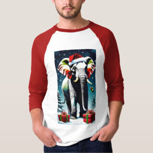 Grappige kerst olifant in Santa Hat T-shirt