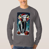 Grappige kerst olifant in Santa Hat T-shirt (Voorkant)